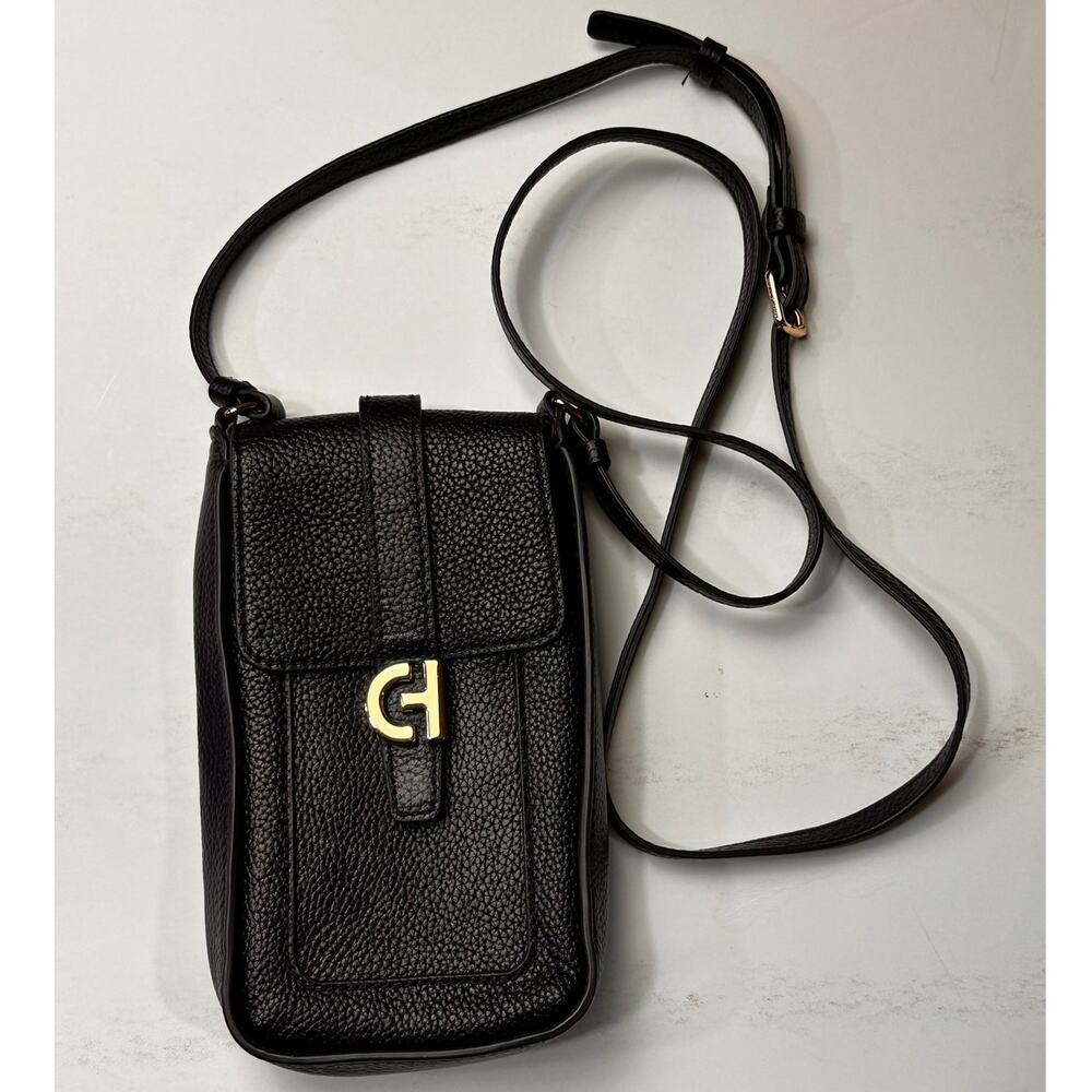 Cole Hahn Deep Navy Blue Leather Phone and Card Crossbody Bag